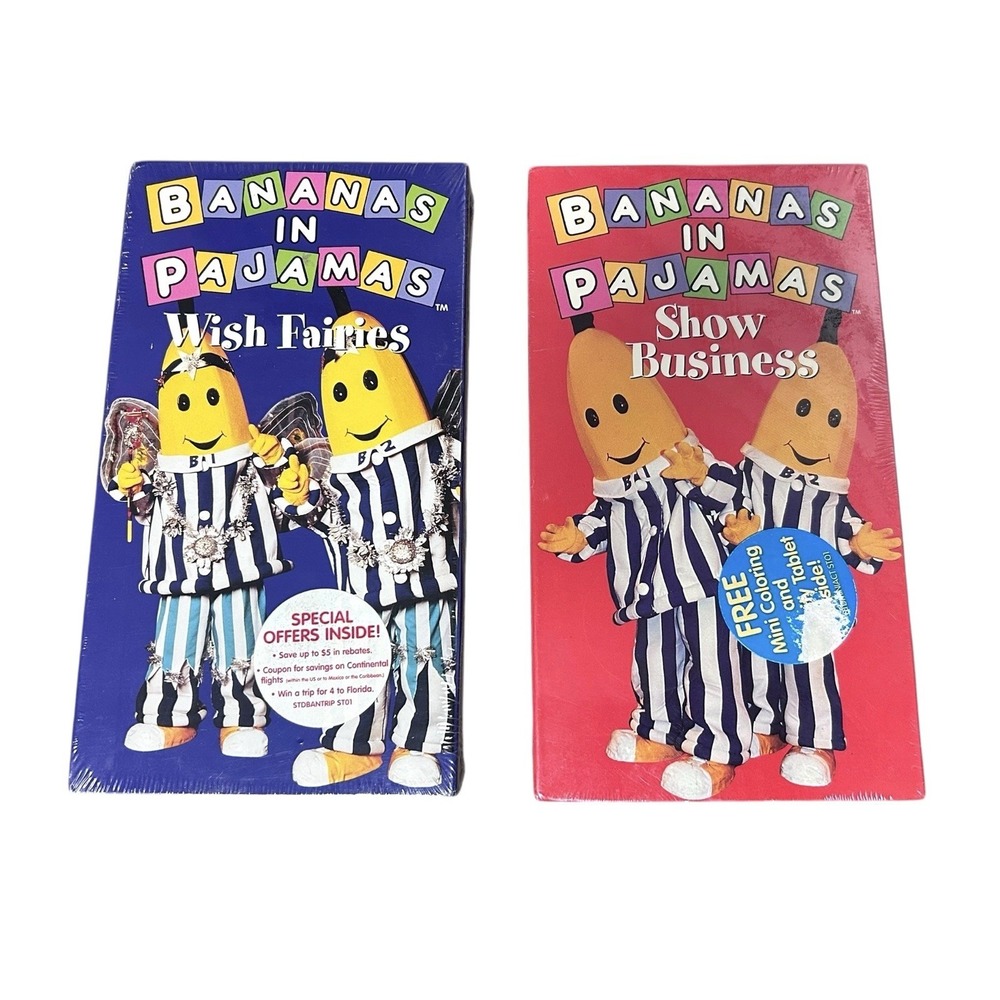 VHS Bananas‎ In Pajamas Show Business & Wish Fairies Kids New Sealed Vintage NOS